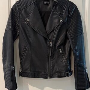 Topshop Black faux Leather Biker Jacket size 4 EU 36